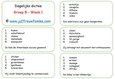 dictee woorden groep 8